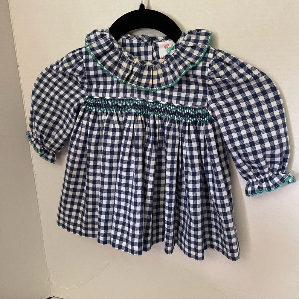 Shrimp & Grits Kids Toddler Dress with Smocking and Puffed Sleeves